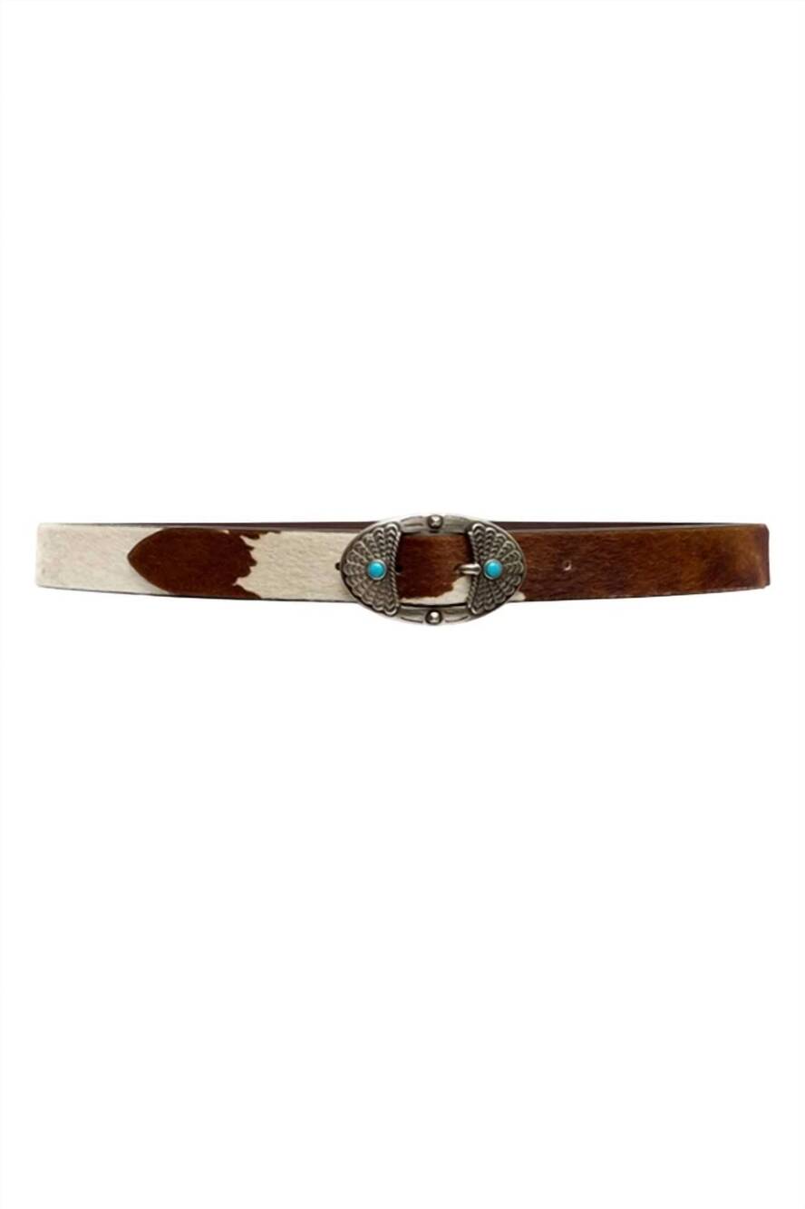NEW JOHNNY WAS women's italian calf hair belt in cow maculato